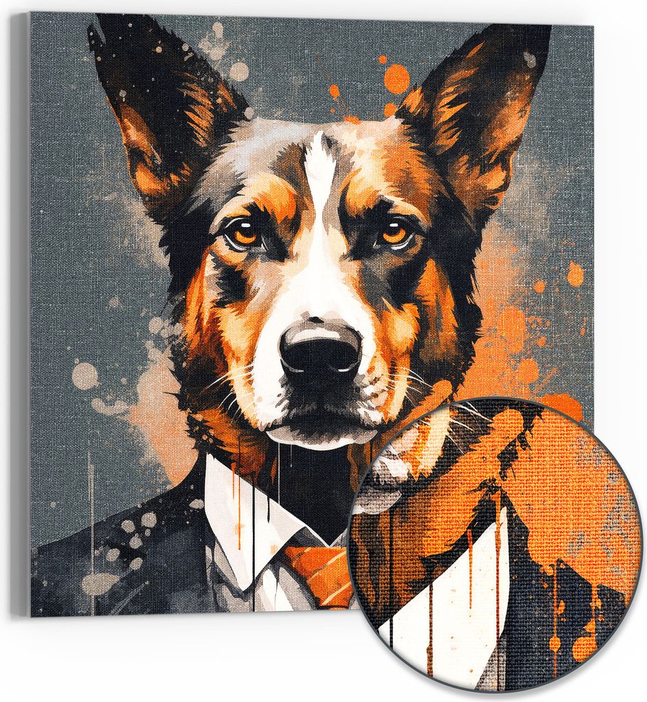 DEQOART Hybrid Leinwand Bild 50x50 cm 'Wildes Business' Wandbild Glas flach modern