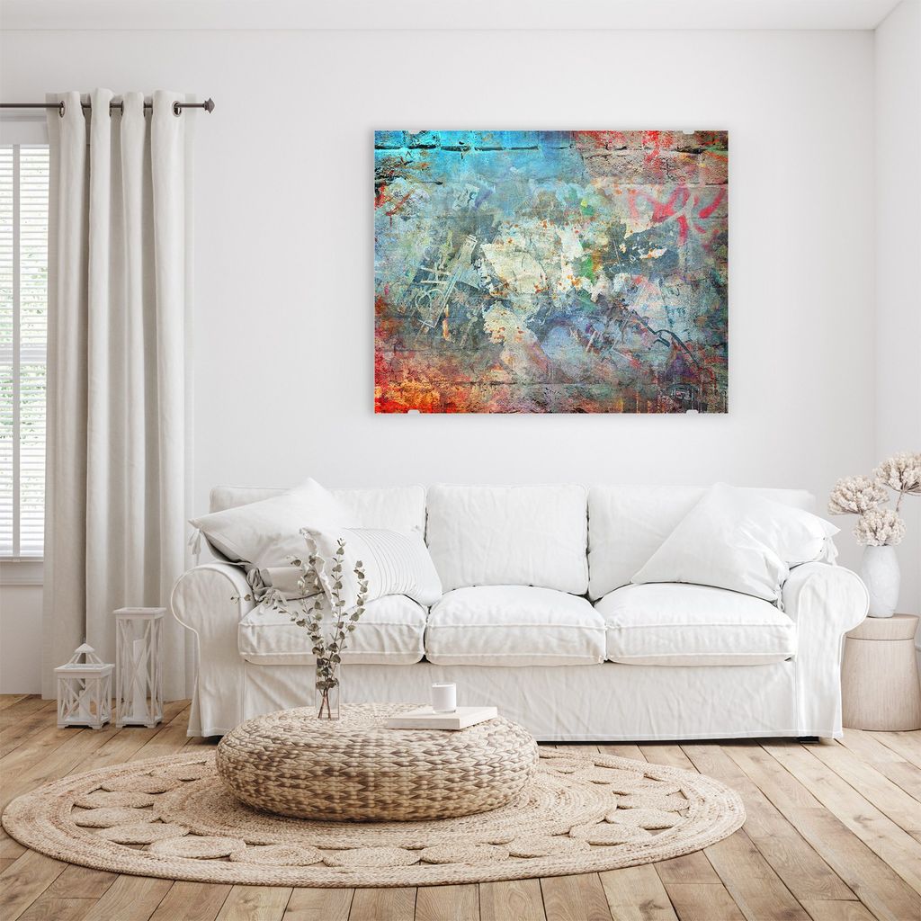 Glasbild Wandbild Bunter Hintergrund 100x80cm in XXL für Wohnzimmer, Schlafzimmer, Badezimmer, Flur