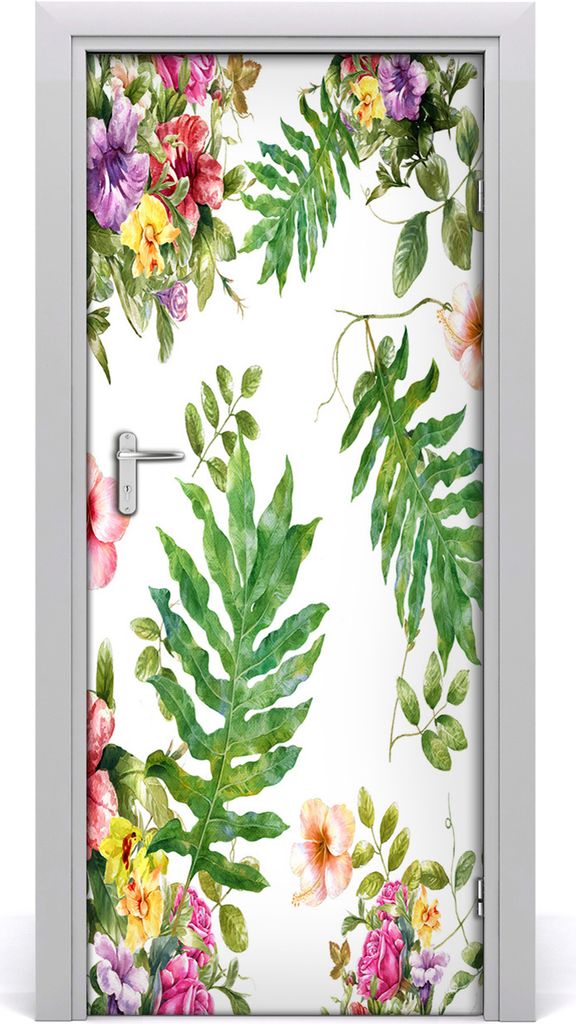 Tulup Türaufkleber 85x205 cm Dekorative Aufkleber Selbstklebend Wasserdichte Tapete Abnehmbar Schlafzimmer Wohnzimmer Wohnkultur - tropische Blumen