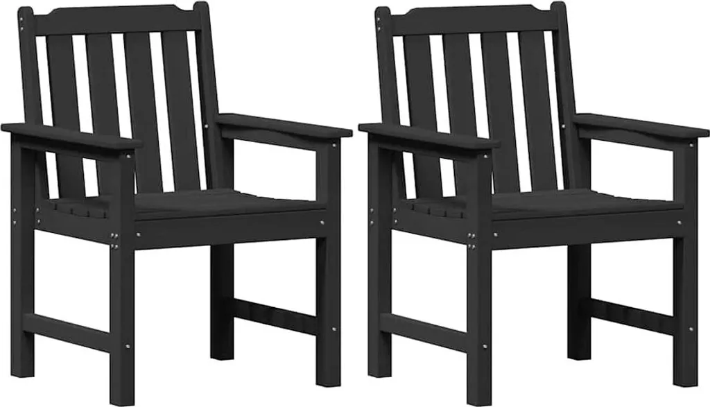 vidaXL Lot de 2 Chaises de Jardin Noires avec Coussins 65,5x59x88cm