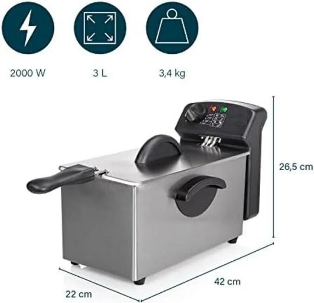 Friggitrice Gratyfied 3 Litri 2000W - Friggitrice Acciaio Professionale - 6
