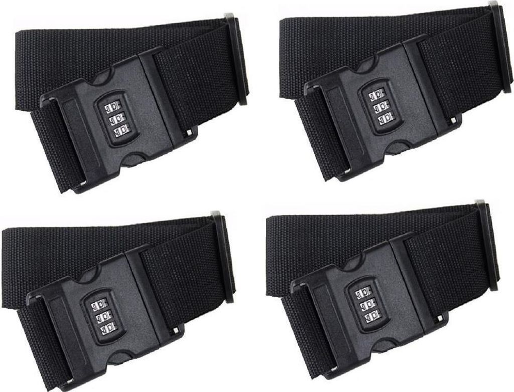 set di 4 - Cinghia per bagagli con lucchetto a combinazione Immagine del prodotto 