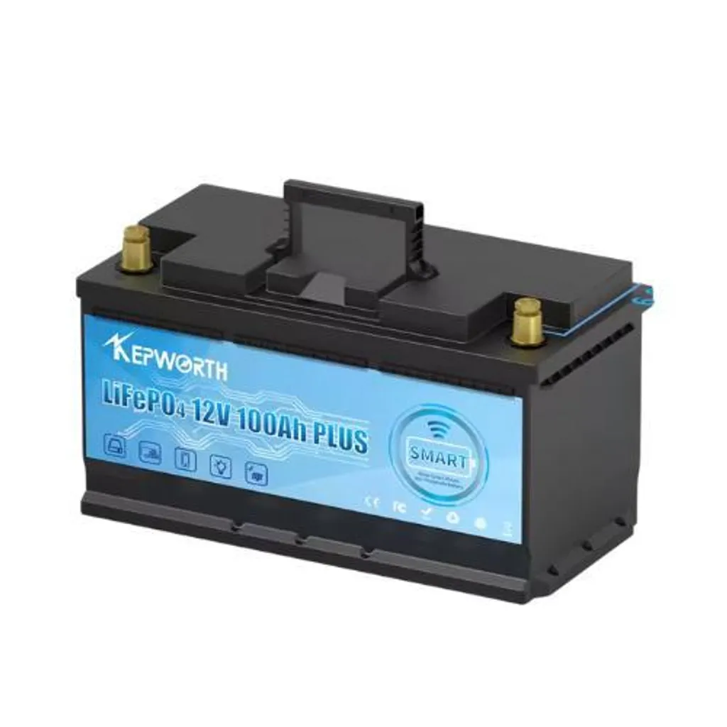 Batterie LiFePO4 12V 100Ah - BMS & Bluetooth, 4000+ Cycles, Légère et Durable
