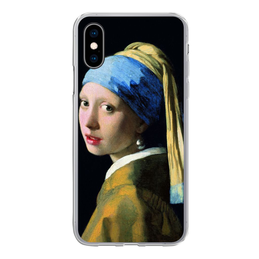 MuchoWow Handyhülle Schutzhülle Hülle für iPhone X Das Mädchen mit dem Perlenohrring - Johannes Vermeer Silikon Softcase Handy Hülle - Hand...