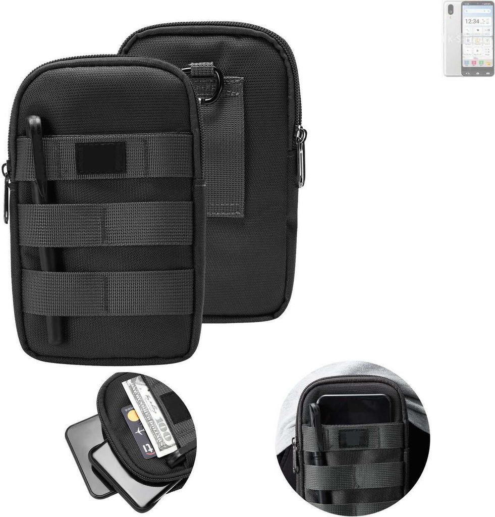 K-S-Trade Holster Gürtel Tasche kompatibel mit Sharp Basio Active Handy Tasche Schutz Hülle dunkel-grau viele Fächer, 1x