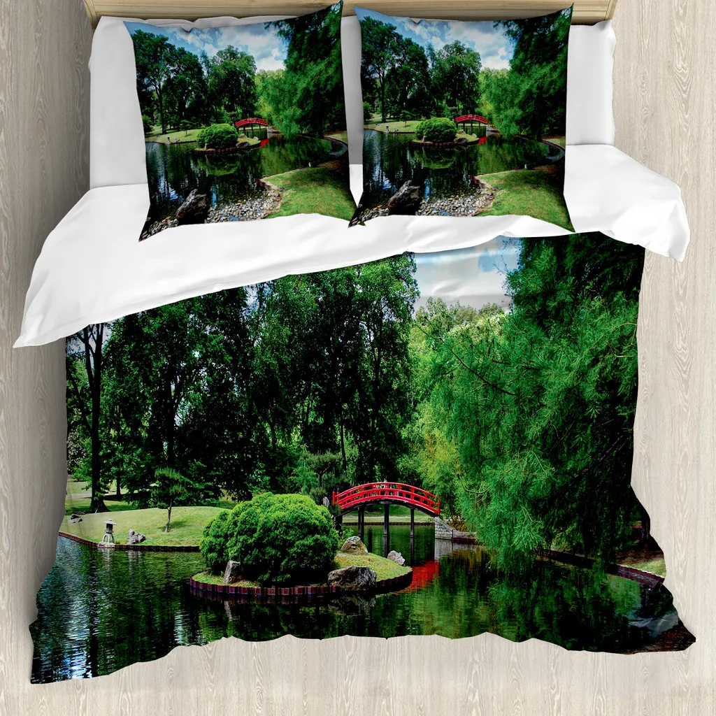 ABAKUHAUS Japanese Garden Duvet Cover: Zen 155x220 Verde Blu