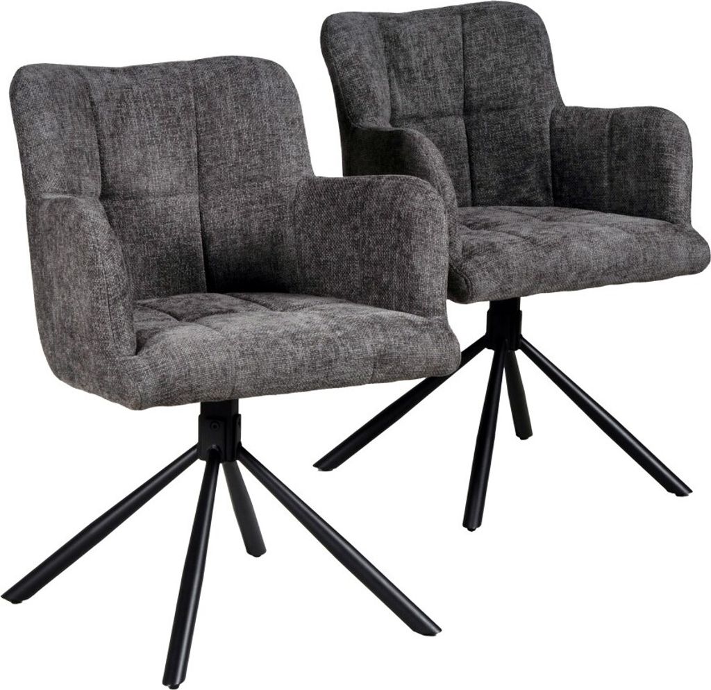 DREHSTÜHL 2-er SET/ MILA - Dunkelgrau