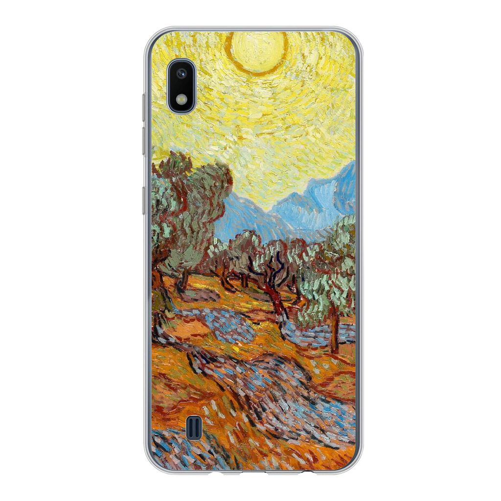MuchoWow Handyhülle Schutzhülle Hülle für Samsung Galaxy A10 Olivenbäume mit gelbem Himmel und Sonne - Vincent van Gogh Silikon Softcase Han...