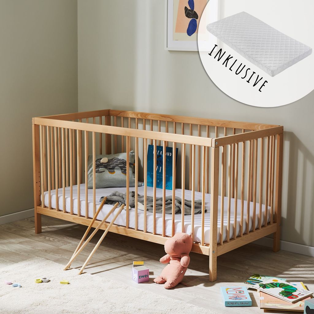 Babybett Kinderbett Gitterbett höhenverstellbar & Produktbild 