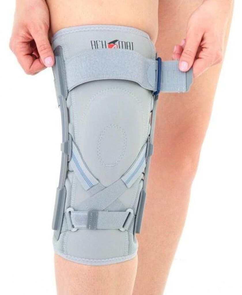 Reh4Mat Knieorthese mit Gelenkstabilisierung - XL - Universell - Grau
