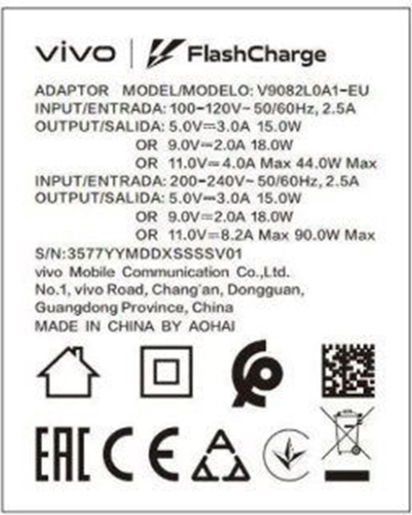 VIVO Ladegerät, 90W FlashCharge Charger, Weiß, USB Typ C, Produktbild 