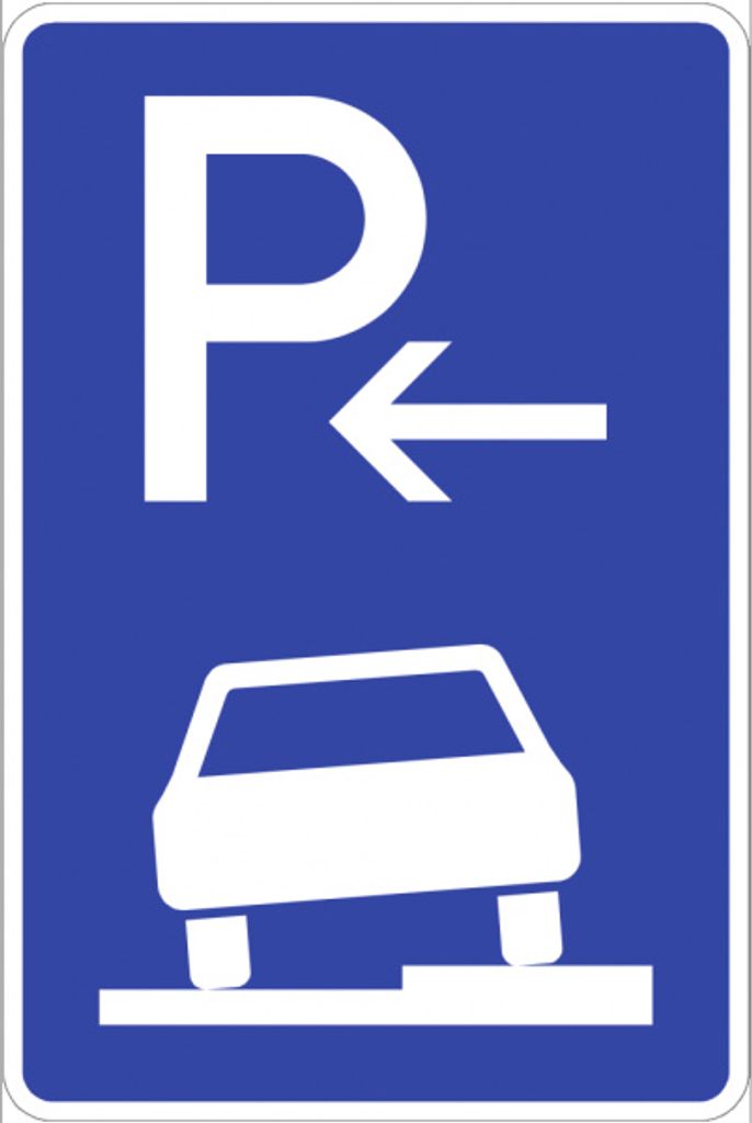 Verkehrsschild VZ315-56, Parken halb auf Gehwegen rechts (Anfang), Alu, RA1, ...