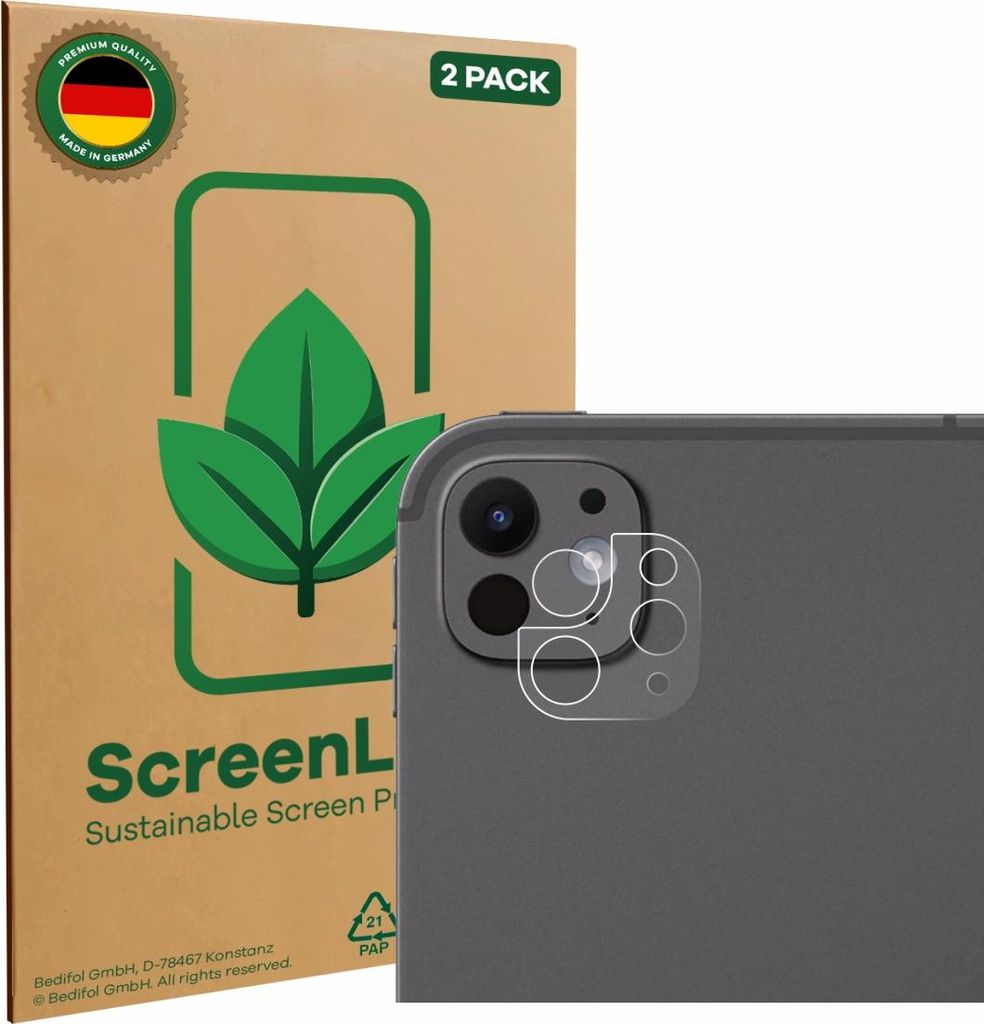 2x ScreenLeaf Schutzfolie für Apple iPad Pro 13" 2025 (NUR Kameraschutz) nachhaltiger Displayschutz Display Schutz Folie Klar Transparent