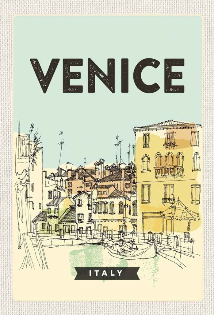 vianmo Holzschild 30x20 cm Venice Italy malerisches Bild Bildmotiv Reisemotiv Abenteuer Reisen
