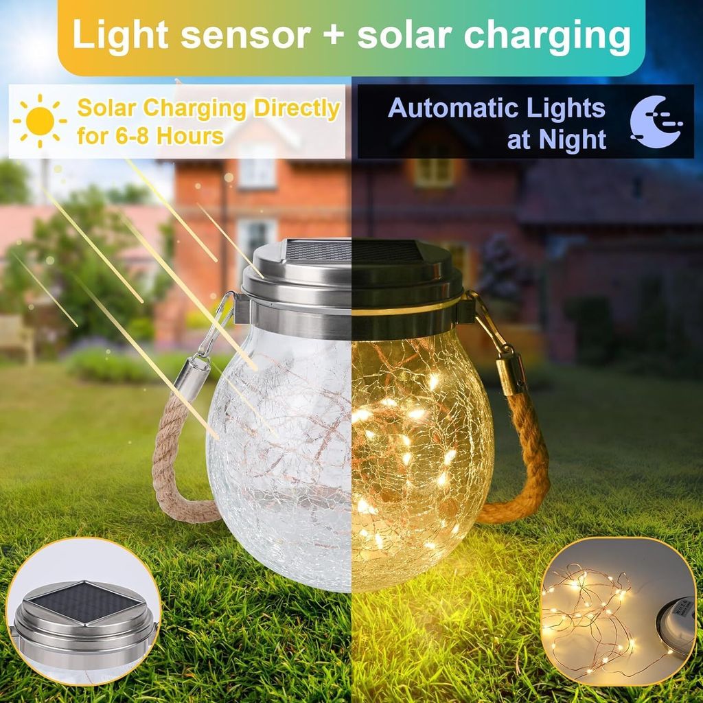 Solarlampen, 2PCS 30 LED Solarleuchte Glas, IP55 Produktbild 2