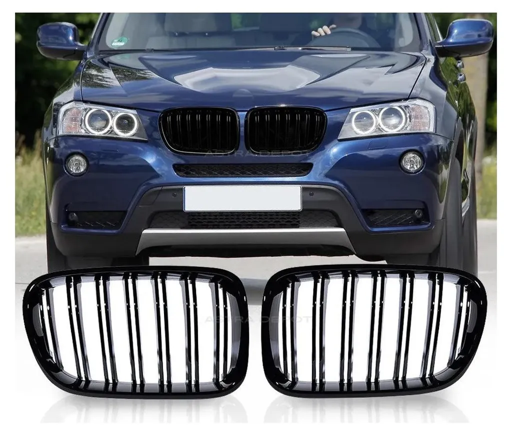 Grilles de Radiateur Double Rein Noir Brillant pour BMW X3 F25 10-14
