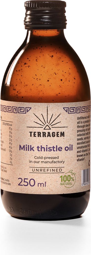 TERRAGEM Kaltgepresstes Mariendistelöl, Vitamin E, Leber Kur, , Nahrungsergänzungsmittel, Glasflasche 250 ml