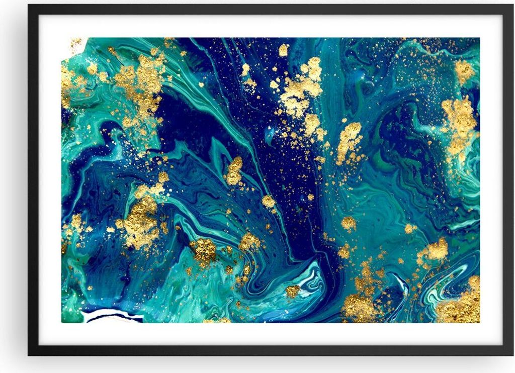 Gerahmtes Poster - Schwarzer Rahmen - Abstraktion modern - 70x50 cm - Wand Bild - Wanddeko - Wandbilder - Kunstposter - Wandposter - Bilderrahmen -...