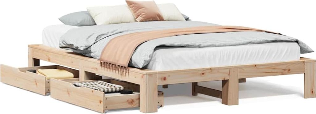 vidaXL Massivholzbett ohne Matratze 150x200 cm Kiefernholz