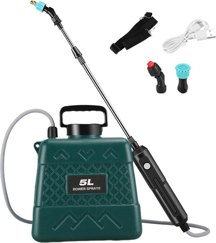 Elektrischer Gartensprüher, 5 l/8 l, Rucksacksprüher mit 3 Sprühdüsen, einziehbarem Stab, Schultergurt, wiederaufladbarer Unkrautsprüher für ...