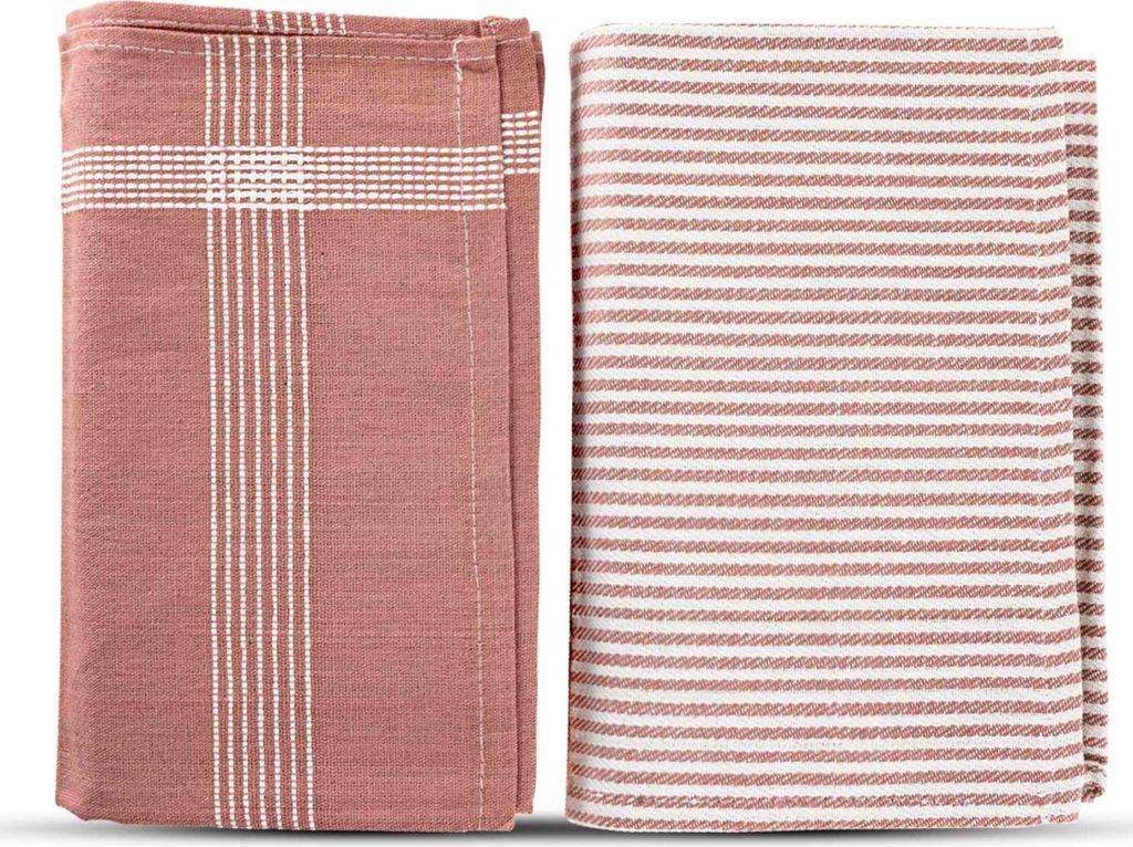 Sterzbachs Jacquard Geschirrtücher Greg Design Streifen Uni 100% Baumwolle waschbar pflegeleicht hochwertig strapazierfähig 50x70 cm Rosa