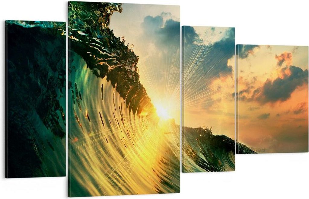 Bild auf Leinwand - Leinwandbild - Meer Welle Wasser - 120x70cm - Wand Bild - Wanddeko - Wandbilder - Leinwanddruck - Bilder - Kunstdruck - Wanddek...