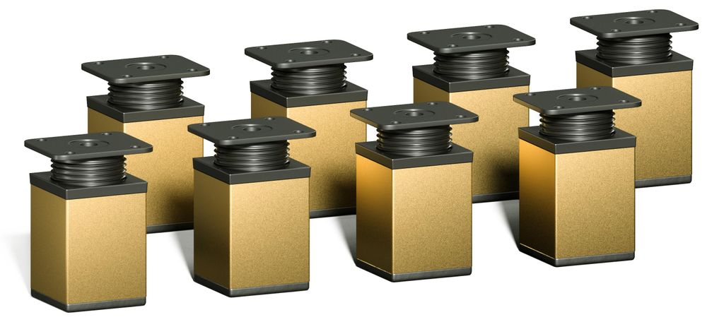 8er Set sossai moderne Möbelfüße in Gold 60mm Produktbild 