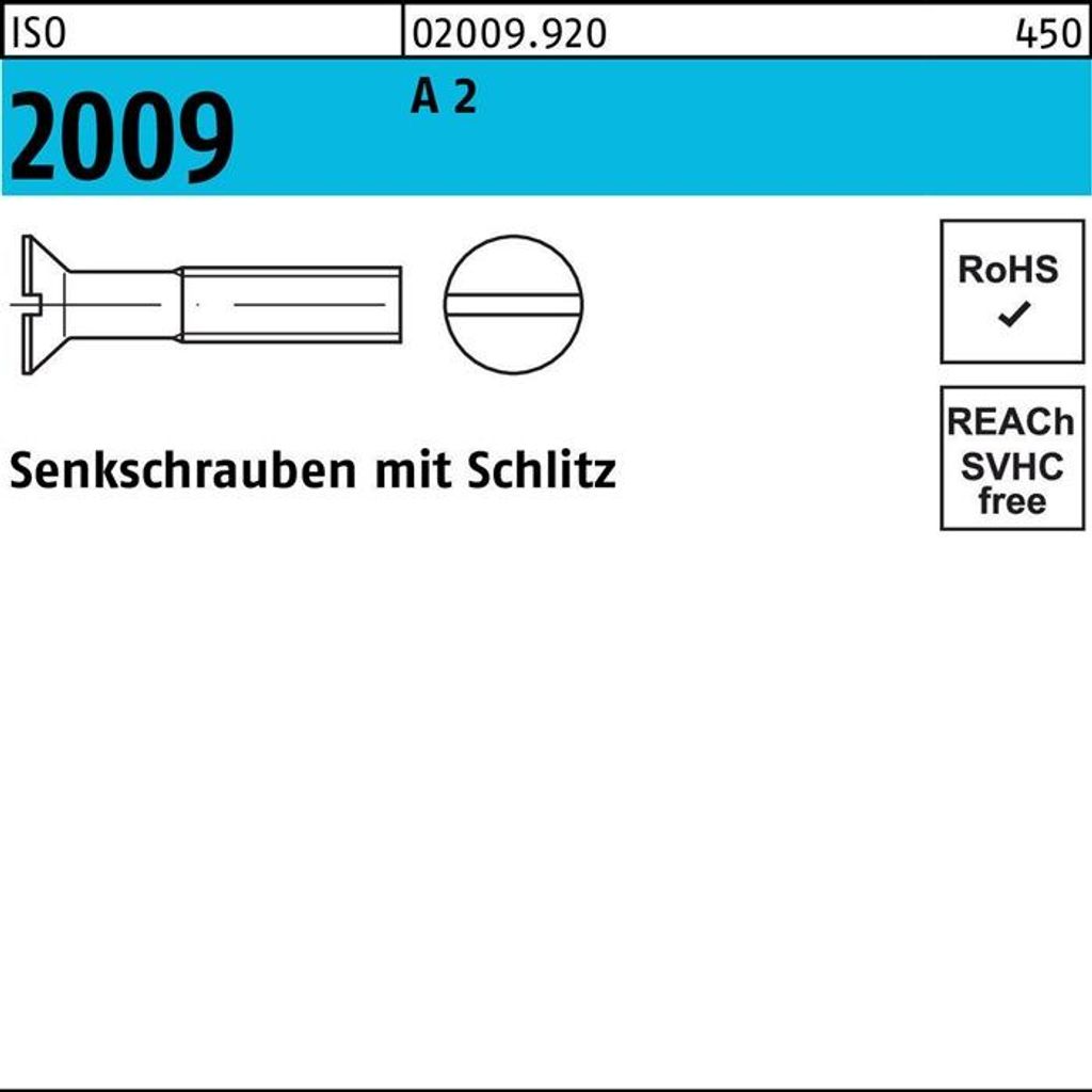 Senkschraube ISO 2009 Schlitz M8x 110 A 2 100 Stück
