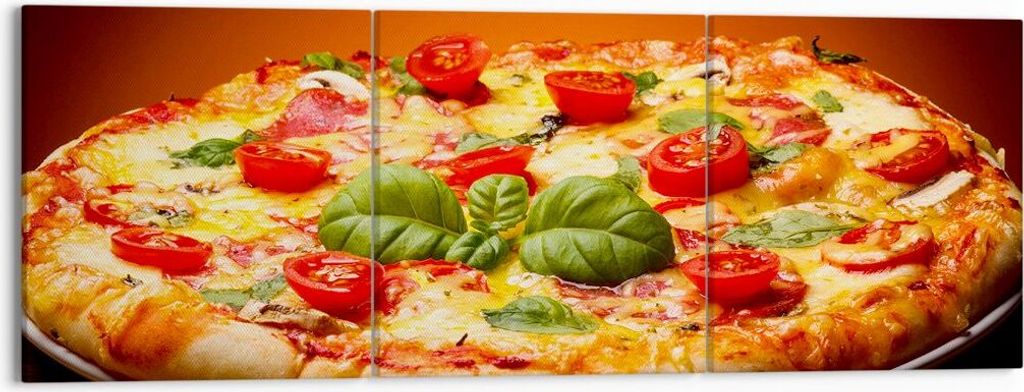 Bild auf Leinwand - Leinwandbild - Italien Pizza Tradition Essen - 150x50cm - Wand Bild - Wanddeko - Leinwanddruck - Bilder - Kunstdruck - Wanddeko...