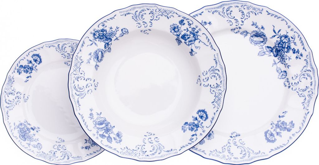 Talířová souprava, český porcelán, Bernadotte, modré květy, Obrázek produktu 