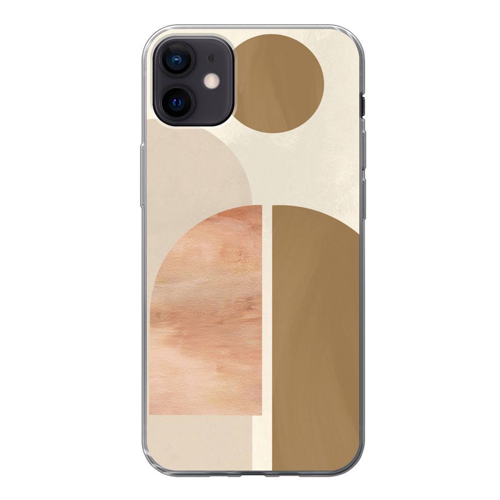 MuchoWow Handyhülle Schutzhülle Hülle für iPhone 12 mini Rosa - Braun - Design Silikon Softcase Handy Hülle - Bild