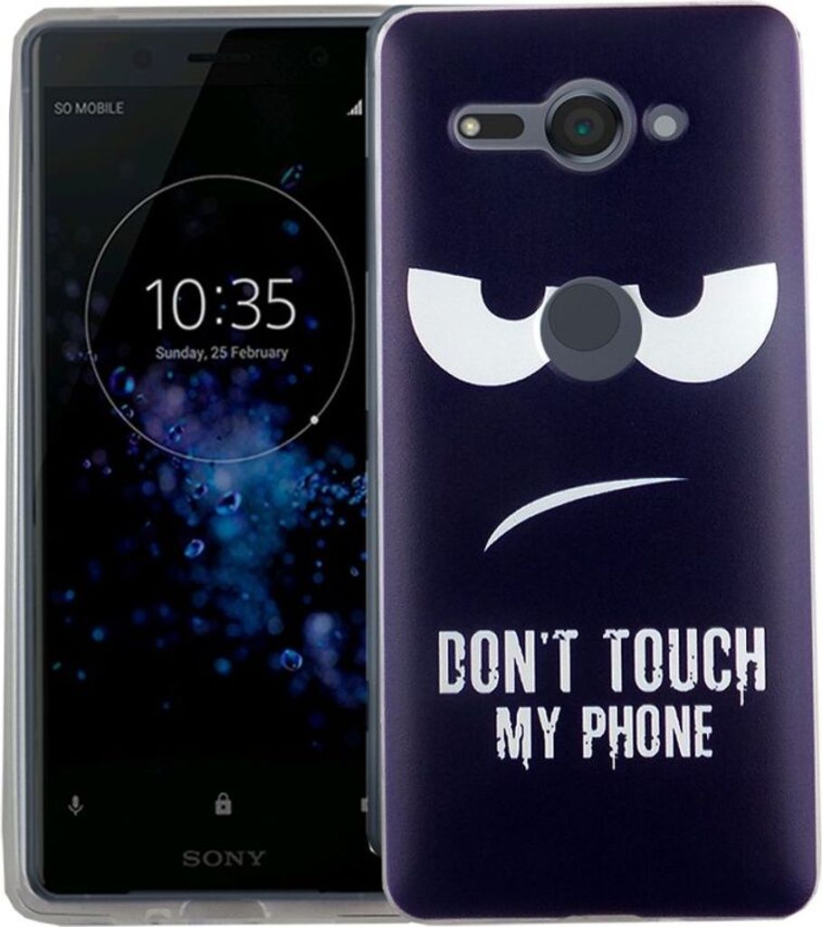Handy Hülle für Sony Xperia XZ2 Compact Dont Touch My Phone Blau Smartphone Cover Bumper Schale Etuis