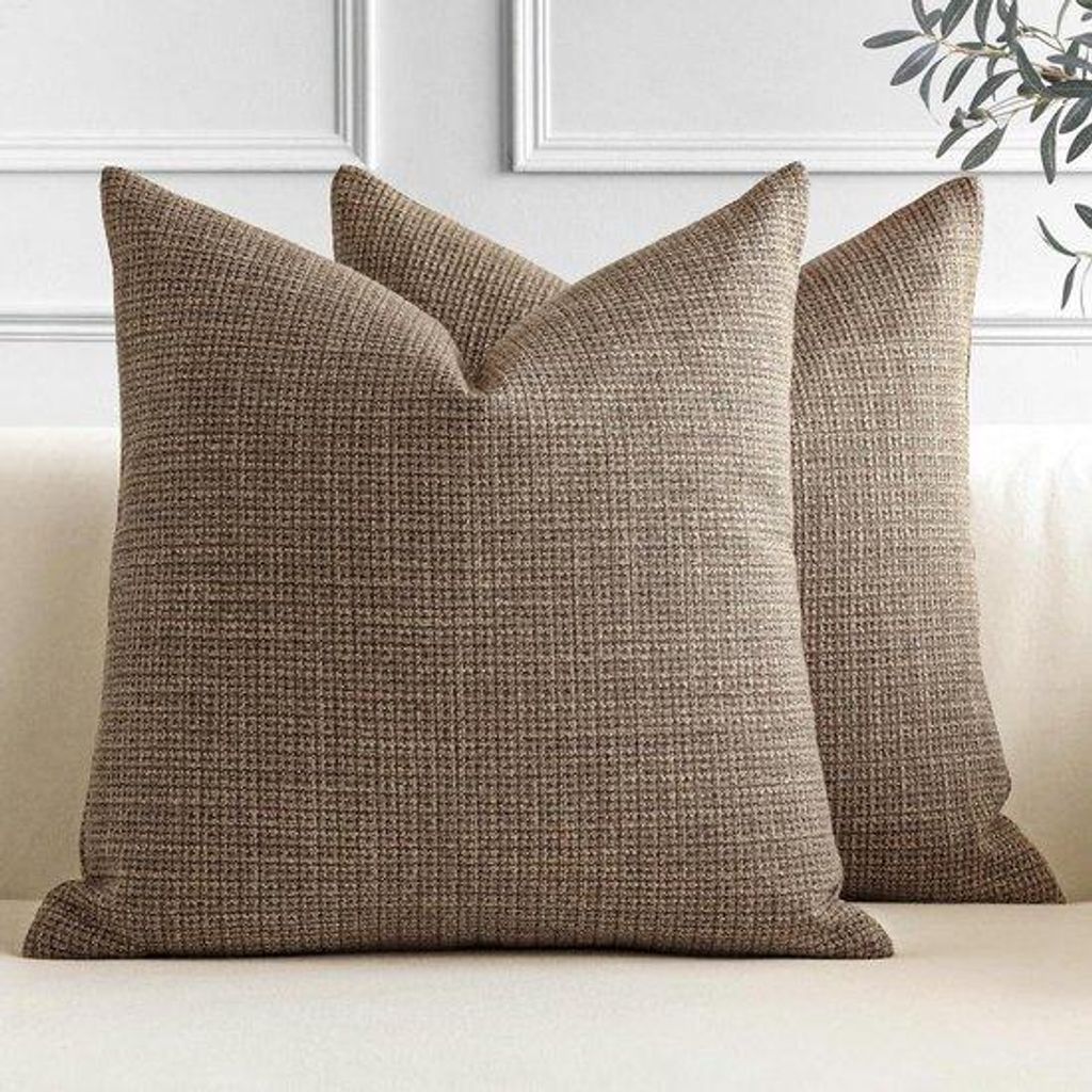 Wohnzimmerkissenbezüge-Set - Dekorative Kissenabdeckungen - Raumausstattung - Umweltfreundliches Baumwoll-Legende - 45 x 45 cm - Kaffeebraun