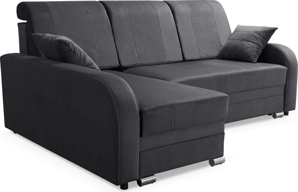 Robin BARI Ecksofa mit Schlaffunktion Bettkasten Sofa L-Form, Schlafsofa mit Bettkasten und Kissen, Freistehende Eckcouch Schlafcouch Wohnzimmermö...