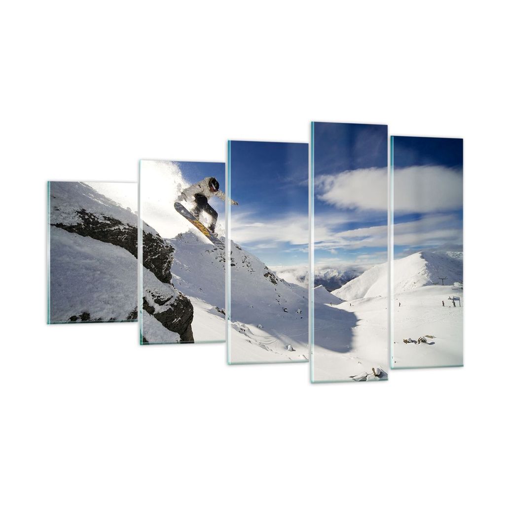 Bilder auf glas - Snowboard Schnee Sport - 100x60cm - Glasbilder - Wandbilder - Kunstdruck - zum Aufhängen bereit - Wanddekoration aus Glas - Glas...