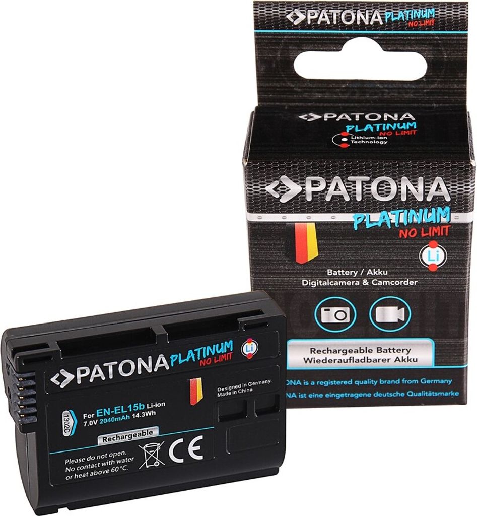 Patona Platinum Akku für Nikon EN-EL15b D7000 D7100 D600 D610 D800 D800E D810 D850 Z7 V1