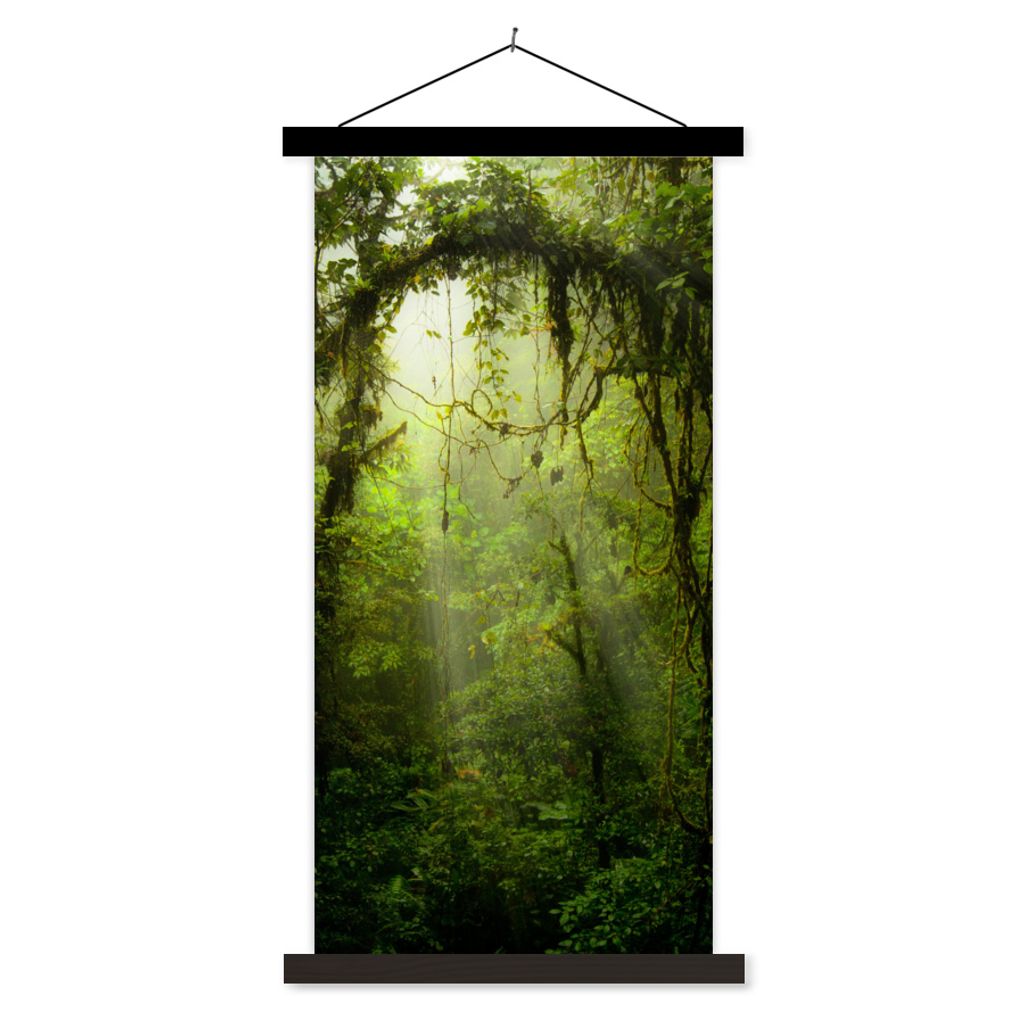 MuchoWow Textilposter Grün getöntes Bild des Regenwaldes von Costa Rica 40x80 cm mit schwarzem Rahmen - Wandemalerei