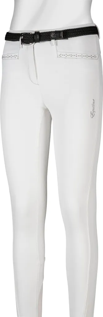 Pantalon d'équitation blanc pour fille avec grip complet Equiline Emma