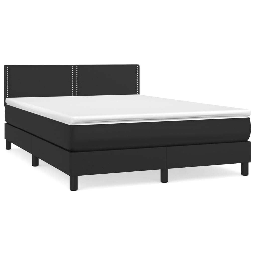 "im Sonderangebot"Boxspringbett Modernes/Doppelbett - Polsterbett Erwachsene/r /Kind - mit Matratze Schwarz 140x200cm Kunstleder - Klassische Bette...