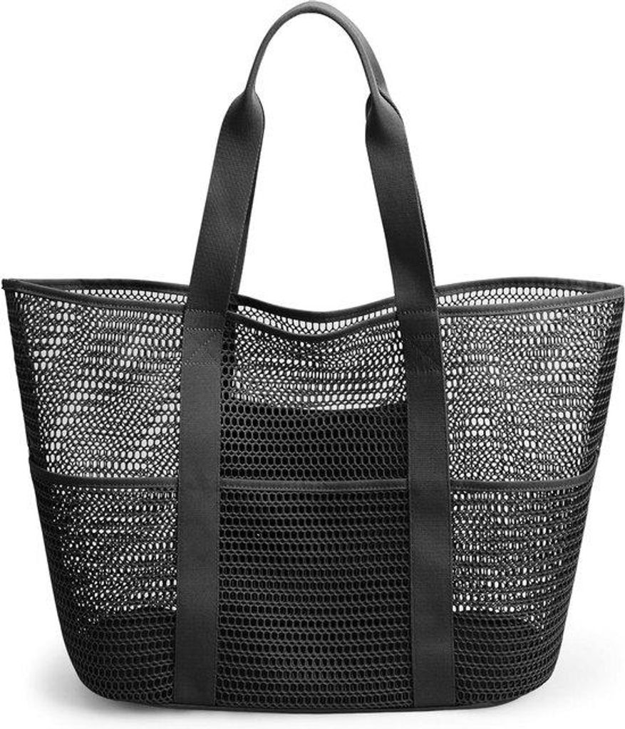 Große Reisetasche mit mehreren Taschen 30L, groß, für Frauen, Strandtasche mit Reißverschluss, Mesh-Tasche für Einkauf und Sommer.