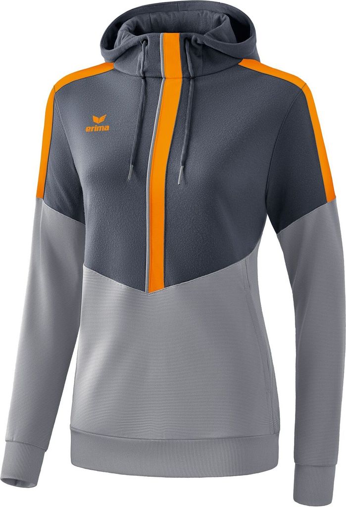 Erima Squad Kapuzensweat Damen - Slate Grey / Monument Grey / New Orange