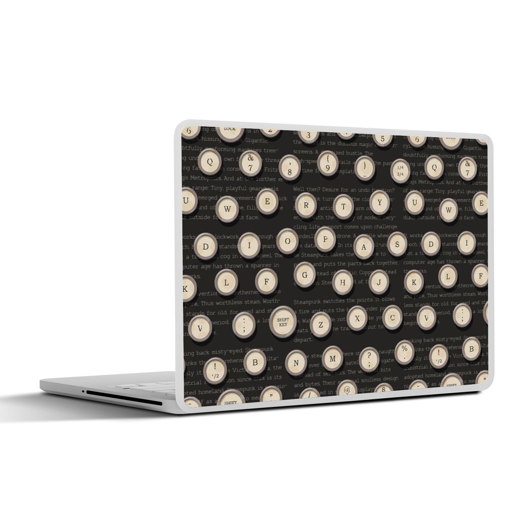 MuchoWow Laptop Aufkleber Sticker Cover Muster - Schreibmaschine - Briefe - 1920er Jahre 30x22 cm - Laptop-Sticker