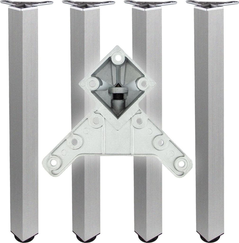 BMB 4x Tischbein QD, 60x60x710 mm, Aluminium matt