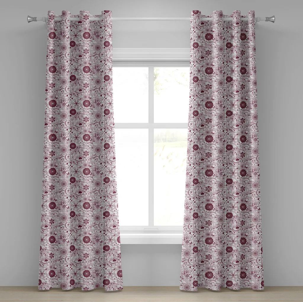 Tenda Floreale Barocca ABAKUHAUS 280x175 cm - Rosa Cipria e Castagna
