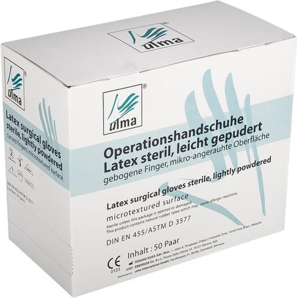 200 Paar OP-Handschuhe Latex - versch. Größen - steril - gepudert - weiß - 280 mm lang - Gr. 6 - 9