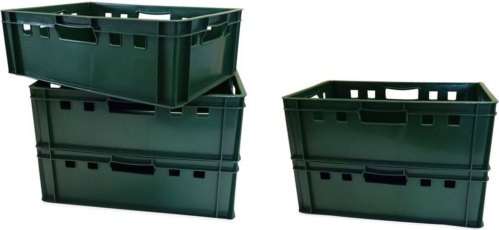 5 Stück E2 Eurofleischkiste Stapelkiste Box Metzgerkiste lebensmittelecht grün (5xE2 grün)