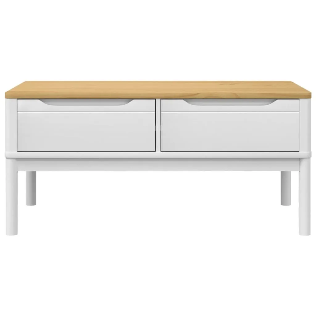 Tavolino Basso Salotto Bianco SYFAX FLORO Legno Pino Massiccio 99x55cm - 4