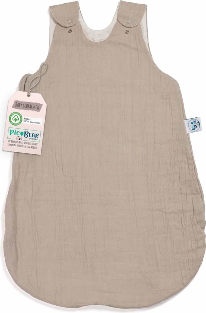 pic Bear Sommerschlafsack mit Beinfreiheit aus 100% Baumwolle Musselin 62/68cm Größe: 62/68 Motiv: oyster mushroom Musselin