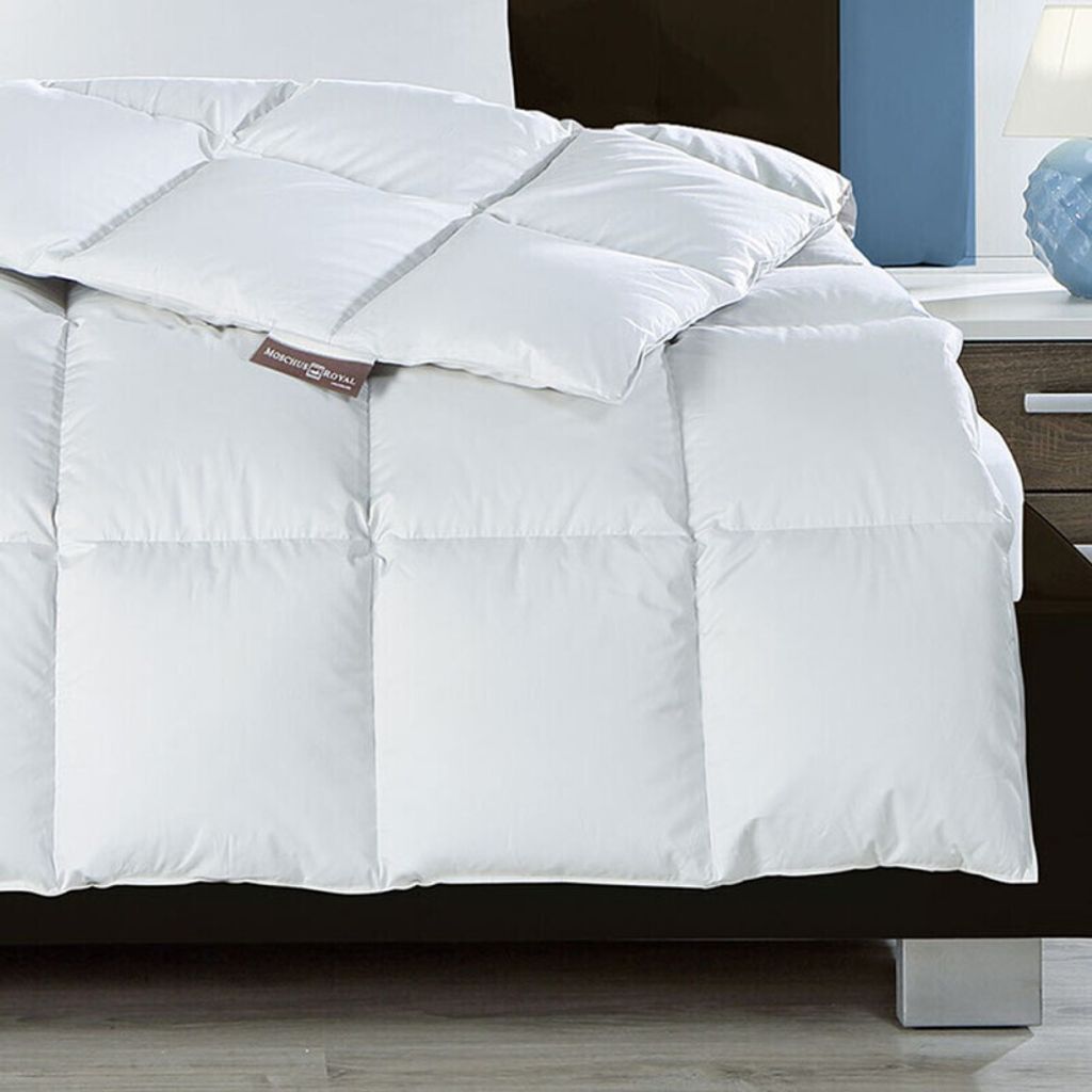 Häussling Daunen-Kassettendecke Moschus royal warm Größe 155x220 cm Winterdecke silbergrau