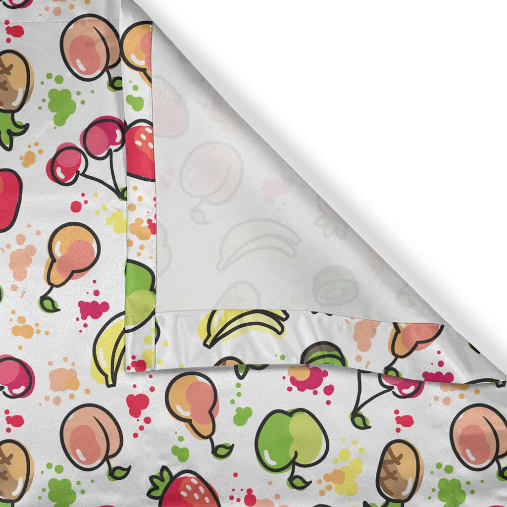 ABAKUHAUS Tenda con occhielli Frutta, acquerello pere ciliegie kiwi mele pennellate spruzza simpatica cucina per bambini, tende decorative a 2 pannelli, 280 cm x 245 cm, verde limone pesca rosso - 3